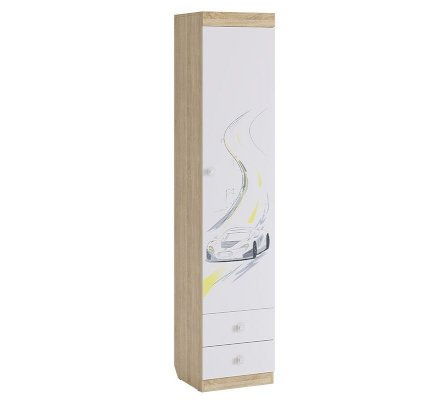 Комбинированный одностворчатый шкаф Форсаж с рисунком (Мебельсон)